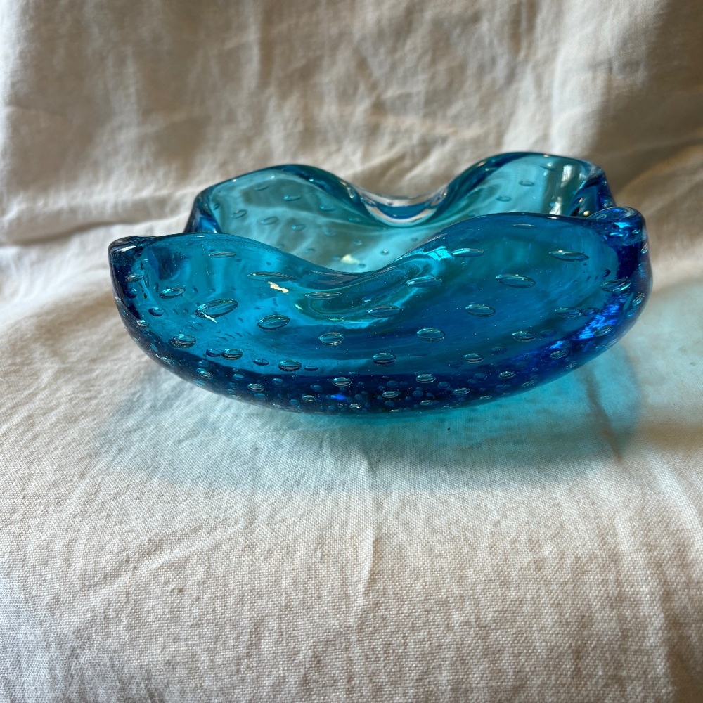 AQUA BLUE MURANO DISH